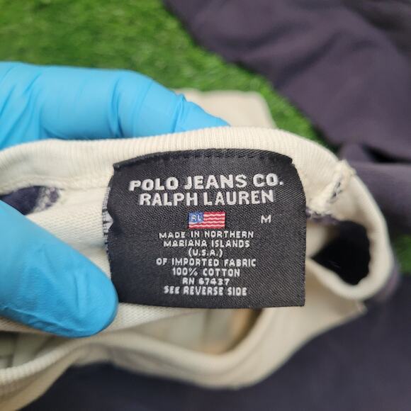 VTG Y2K Polo Jeans Co T-Shirt Mens XL (Tagged M) Oversized Fit Baseball Tee - Picture 5 of 5